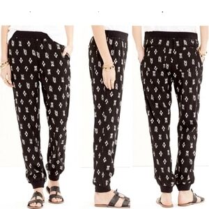 Madewell Jogger Pant S Womens Pull On Track Ikat Print Black High Waisted Pants